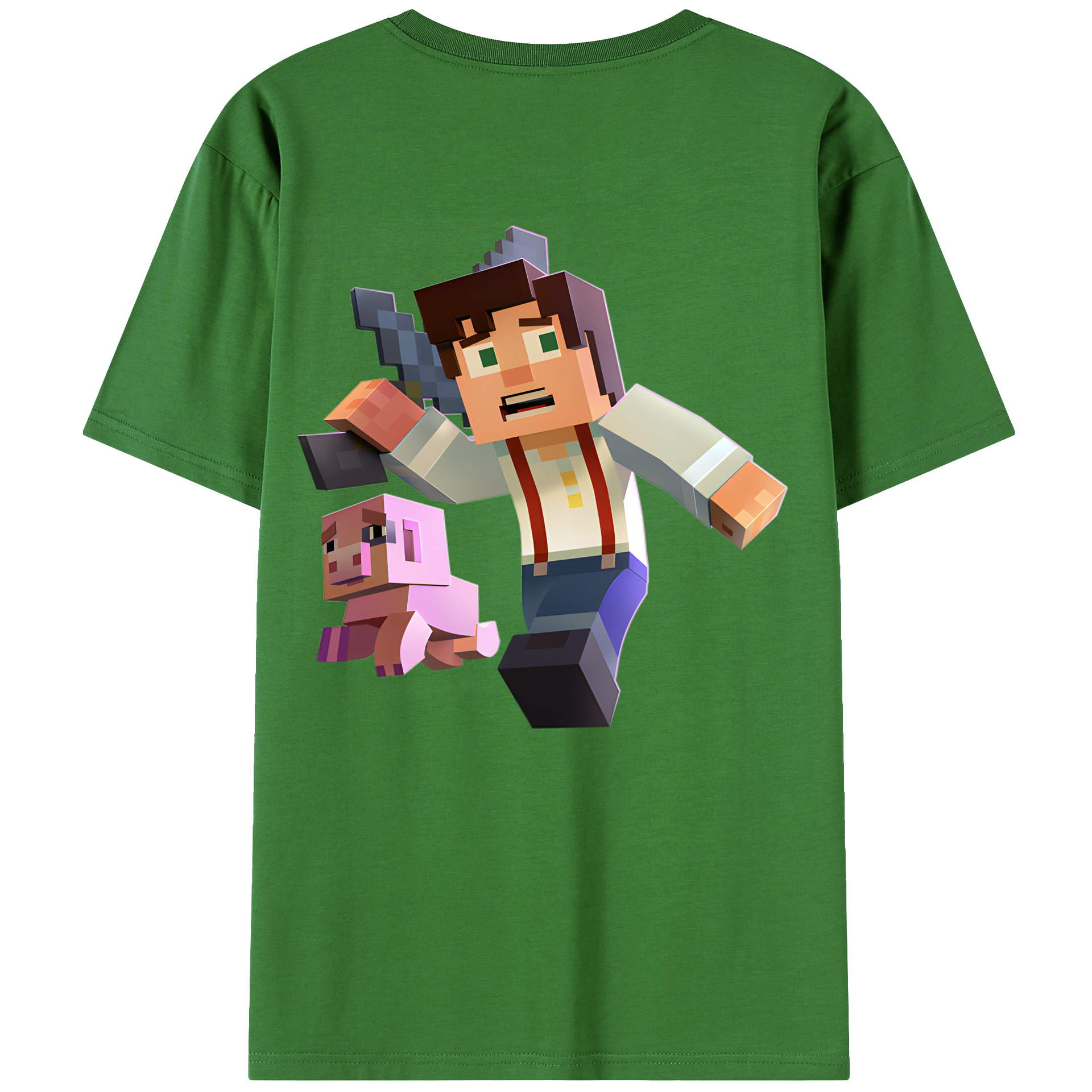 （画像用） マインクラフト ブロックの世界 Minecraft MC Block world レディース半袖Tシャツ(バックプリント)
